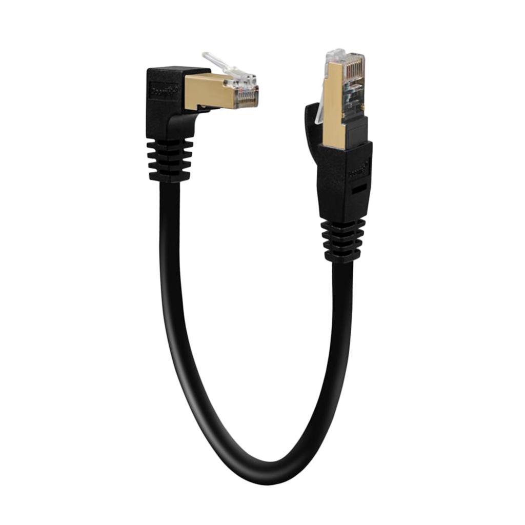 Cat 7 Ethernet Patch Cable Right Angle RJ45 Gigabit Network Cord Black