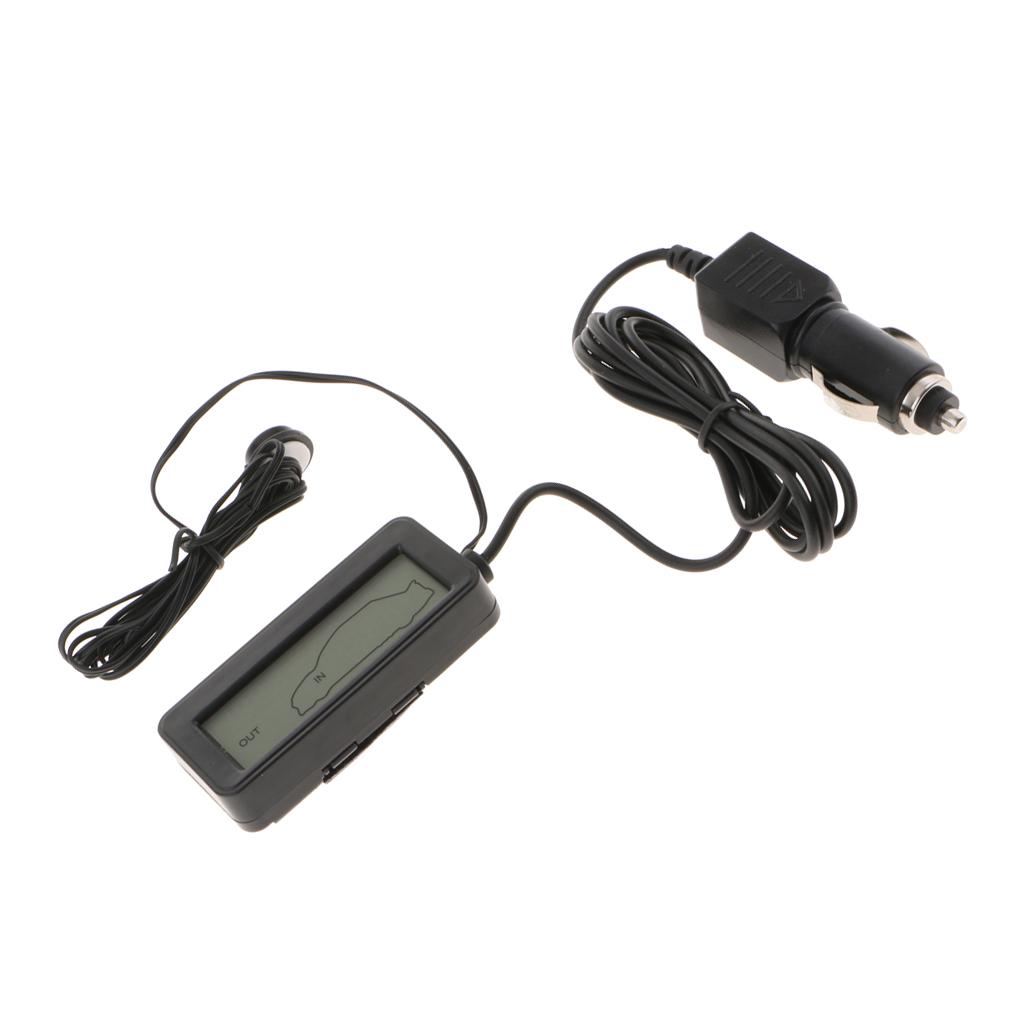 2x Car Digital Thermometer Backlight LCD Car Inside/Outside Temp Red+Blue