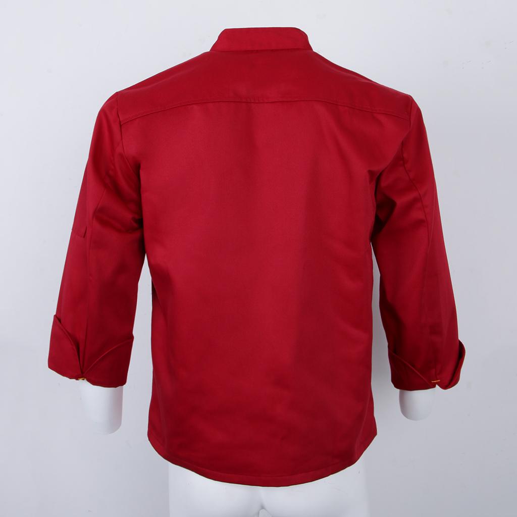 Men Women Stand Collar Long Sleeve Chef Coat Uniform Top(Black ,Red ,Blue,White)4 Colors Choose