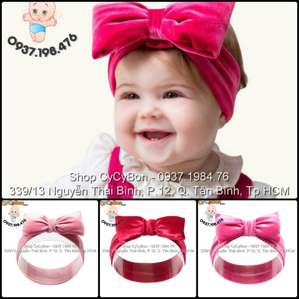 Băng Đô Chất Thun Nhung Đính Nơ Nổi - Siêu Kute Cho Bé Gái