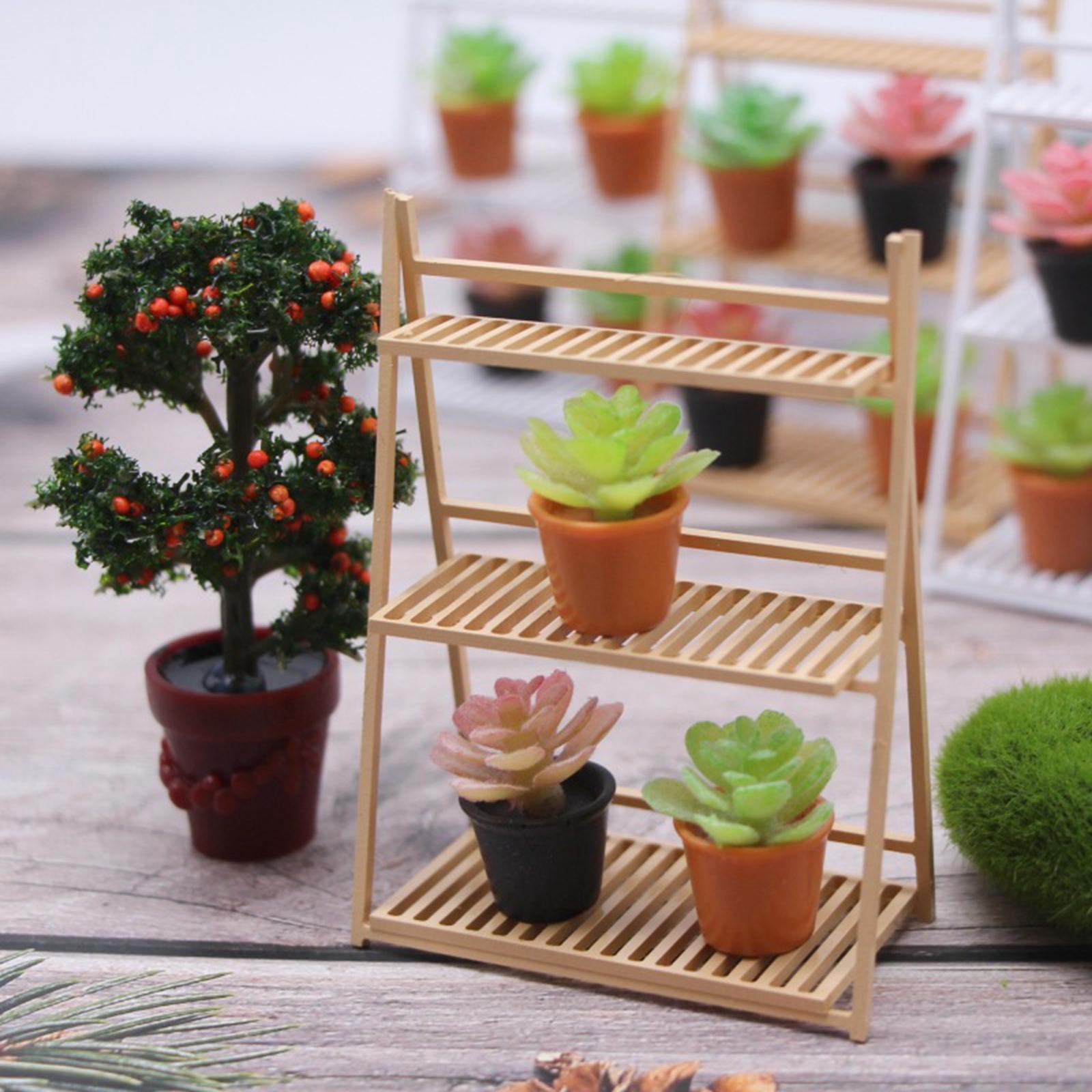 1:12 Scale Miniature Plant Stand, Dollhouse Furniture, Mini Display Shelf Dollhouse Accessories for Boys Girls Birthday Gifts
