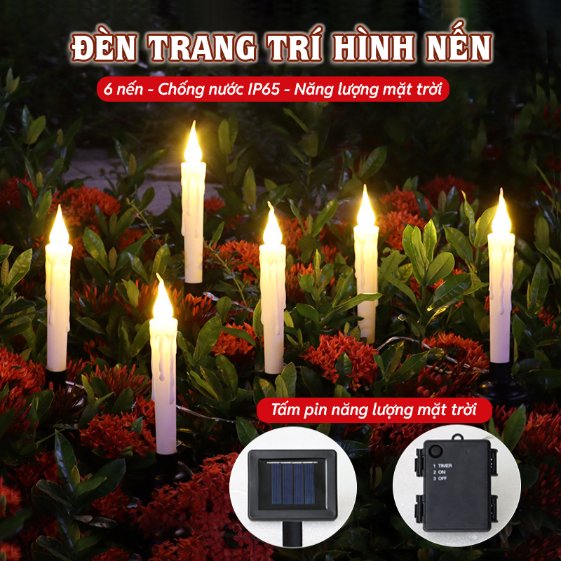Đèn trang trí năng lượng mặt trời hình nến, tích kiệm điện, bóng siêu sáng, chống thấm nước - DA3137