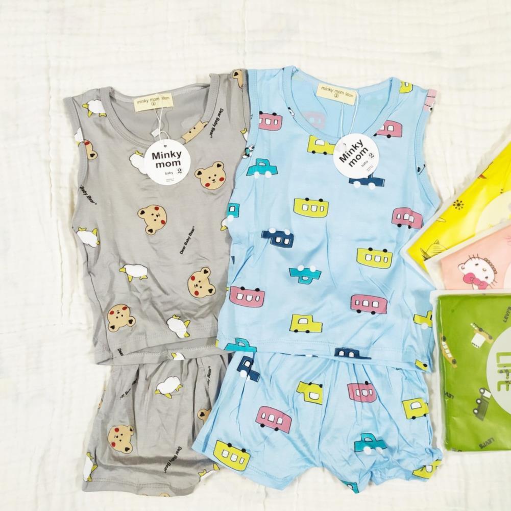 Quần áo trẻ em, combo bộ 3 lỗ chất thun lạnh Minky Mom cho bé trai/bé gái