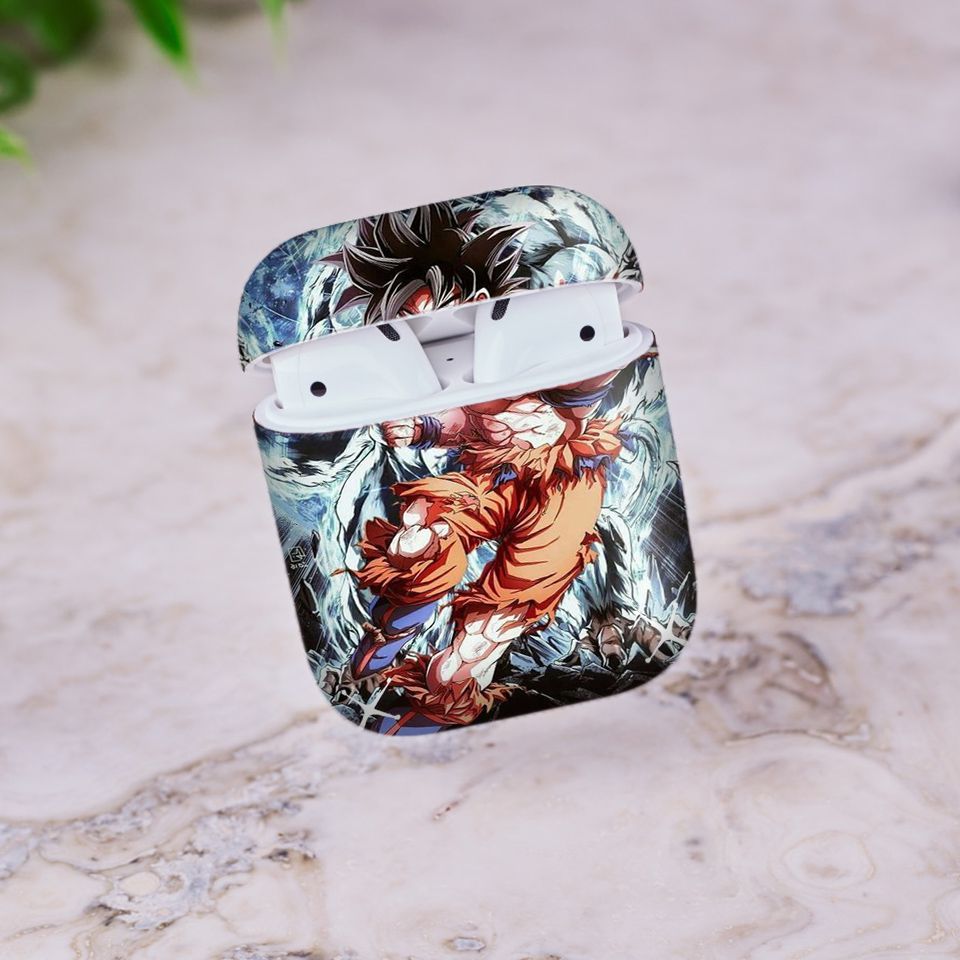 Miếng dán skin chống bẩn cho tai nghe AirPods in hình Songoku Dragon Ball - 7vnr001 (bản không dây 1 và 2)