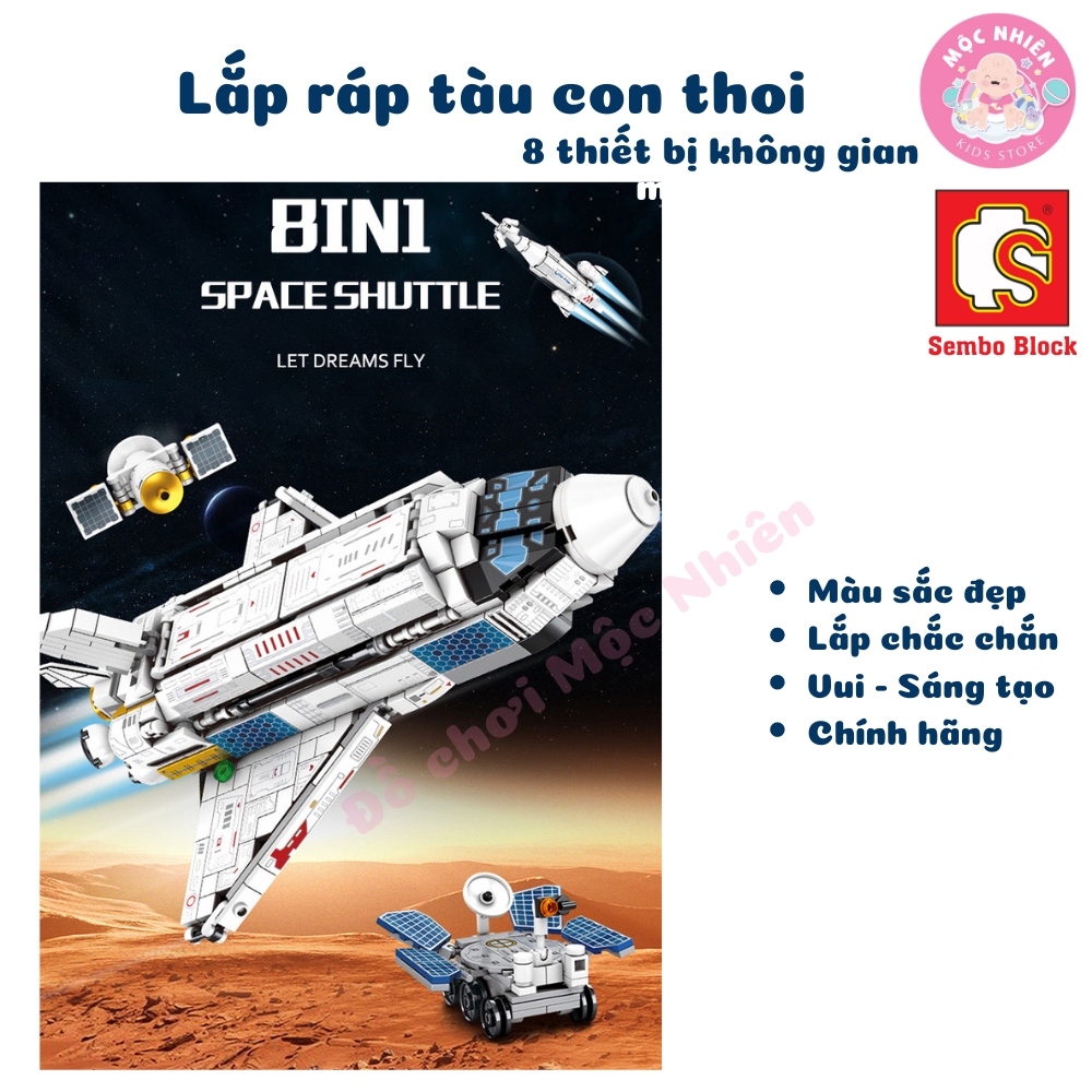 Đồ chơi lắp ráp xếp hình tàu con thoi Space Shuttle 8 trong 1 SEMBO BLOCK 203311 - 203318