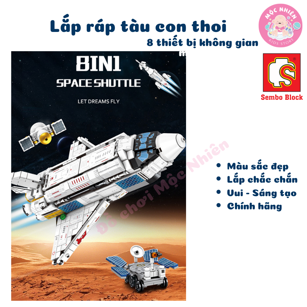 Đồ chơi lắp ráp xếp hình tàu con thoi Space Shuttle 8 trong 1 SEMBO BLOCK 203311 - 203318 (836 mảnh ghép)