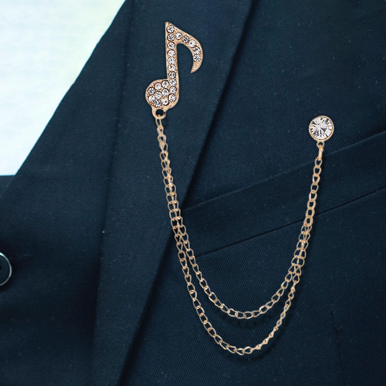 Music Note Brooch Badge Decor Rhinestone Brooch for Sweater Shirt Gift