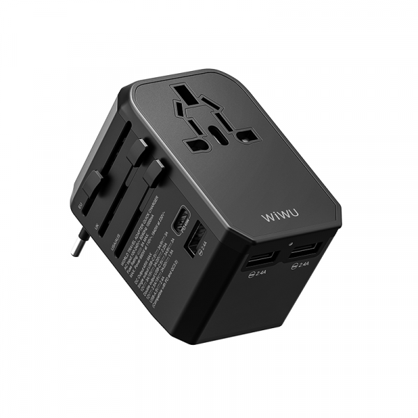 Ổ Cắm Du Lịch Đa Năng WIWU UA-304 4 IN 1 UNIVERSAL 45W - Màu đen