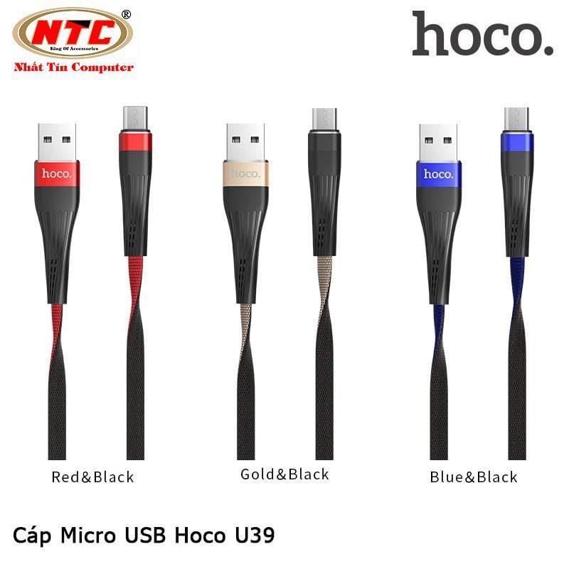 Cáp sạc nhanh dành cho Hoco U39 Slender cổng microUSB 2.4A dài 1.2M (3 MÀU) - HÀNG CHÍNH HÃNG