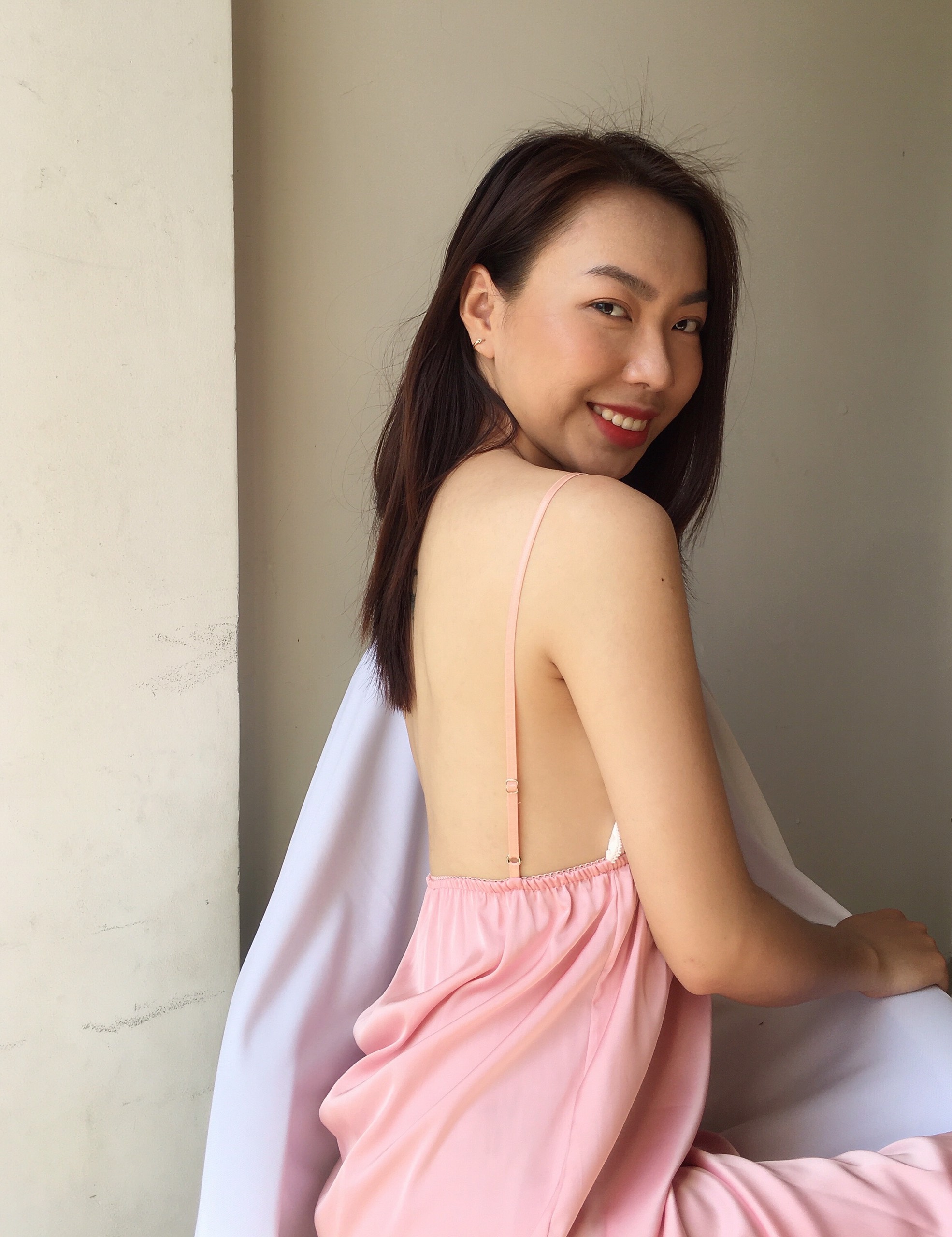 Váy ngủ lụa Rosi dáng dài phối ren sang trọng-Màu hồng