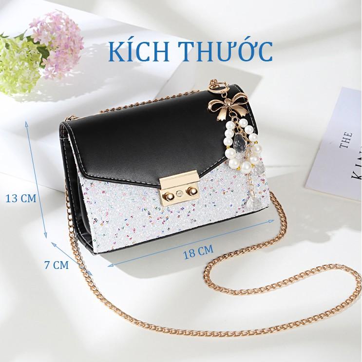 Túi đeo chéo khóa bấm thời trang màu đen HT2