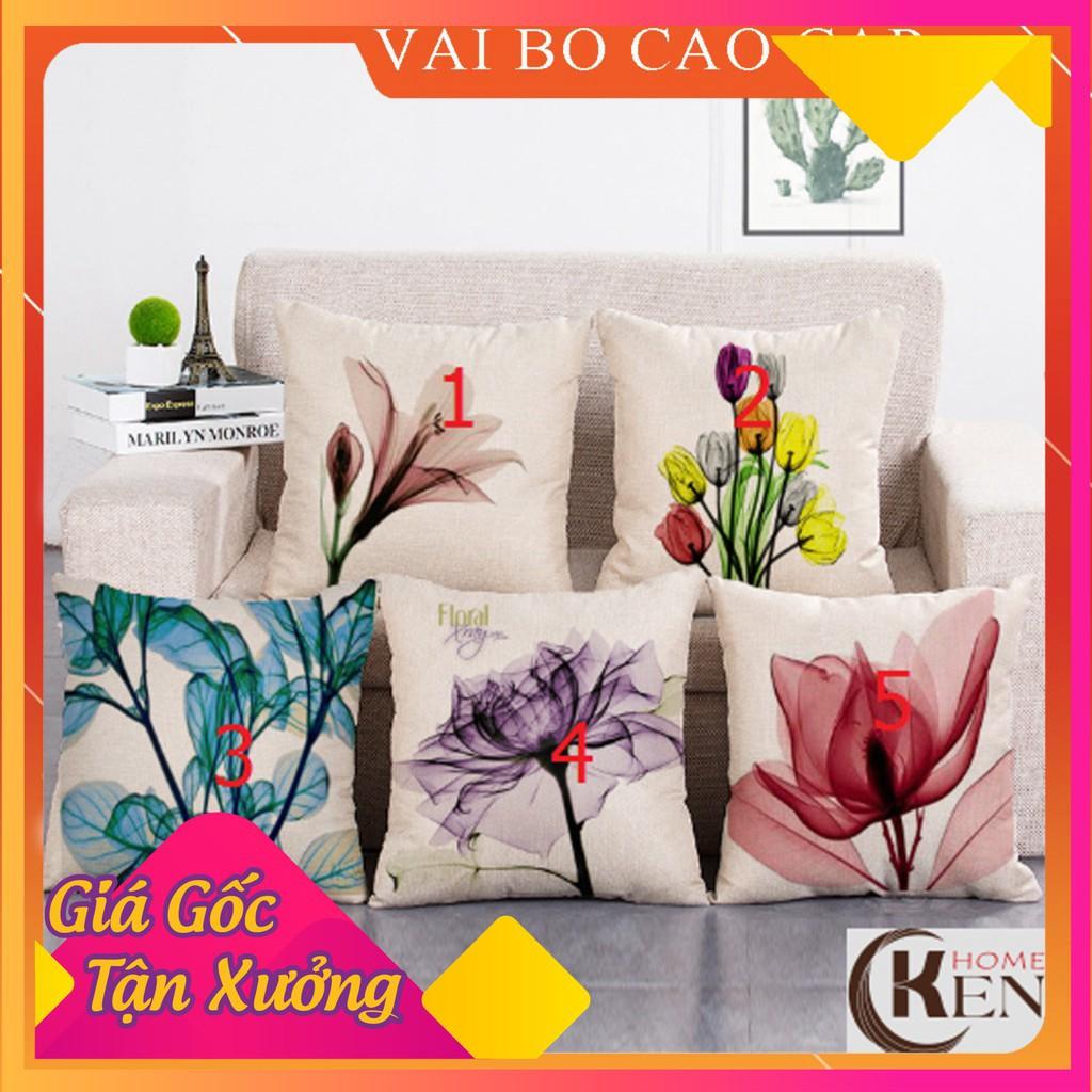 Gối Tựa Lưng | Gối Tựa Sofa, Gối Vuông Trang Trí In Hoạt Tiết Hoa Lá Hiện Đại Kích Thước 45x45cm