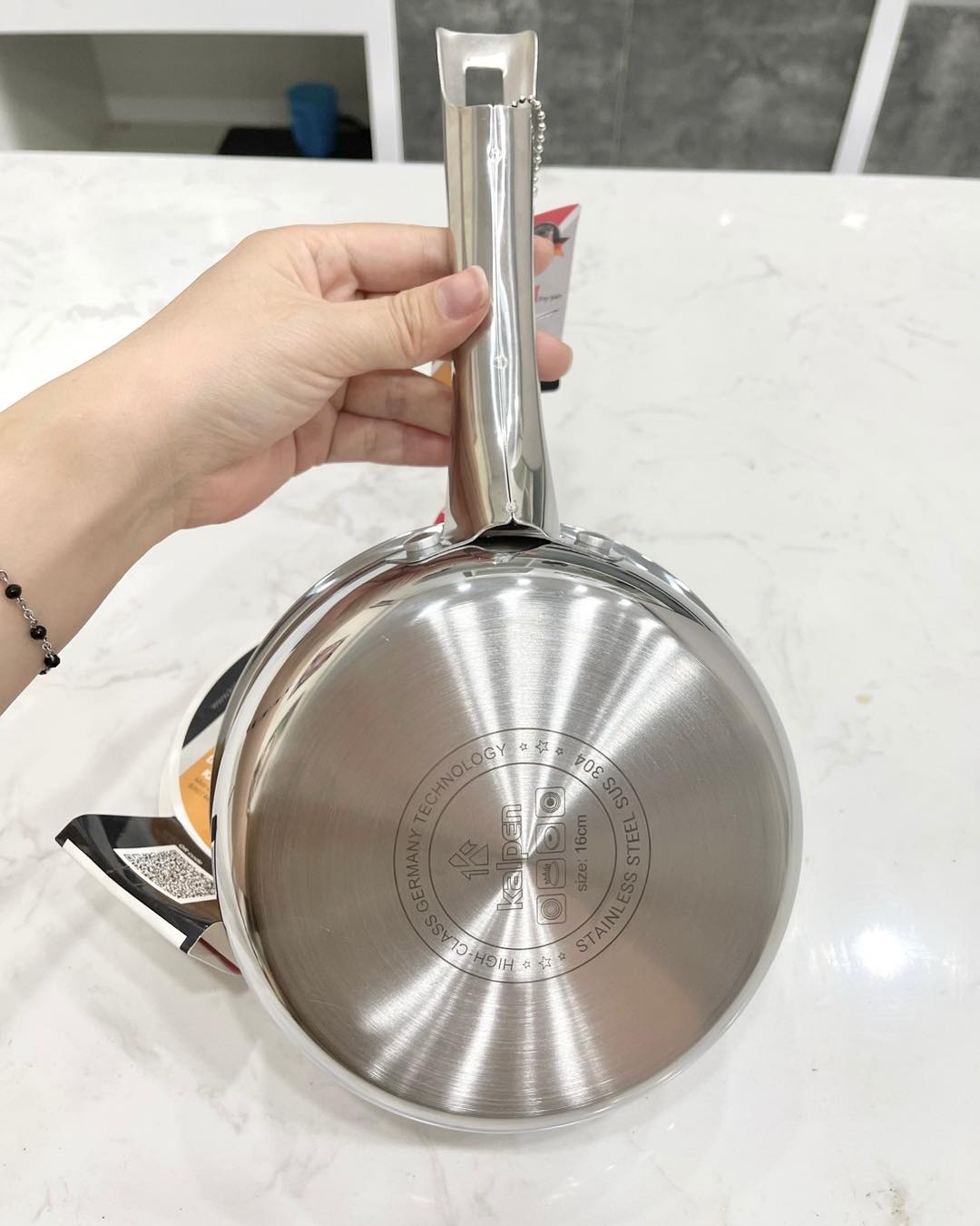 Chảo Inox 3 Lớp Liền Khối Không Chống Dính Kalpen Kazler 16cm - Hàng chính hãng