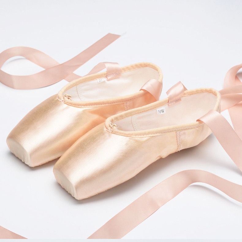 Giày múa ballet mũi cứng chuyên nghiệp, Tặng kèm cặp lót mũi giày silicon mềm mại