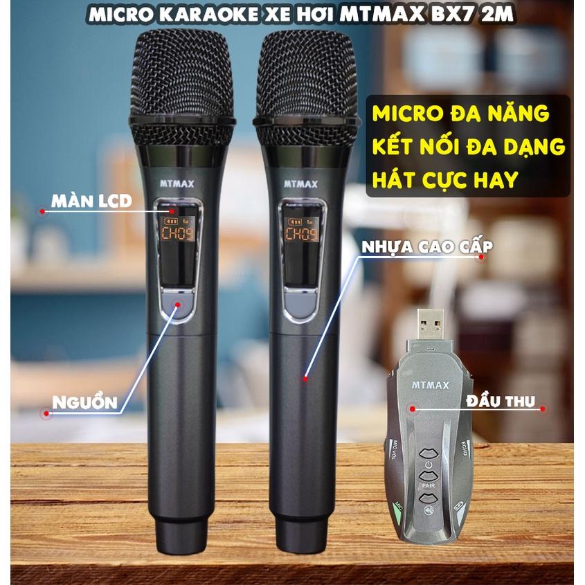 BỘ 2 MICRO không dây đa năng BX7 2M, Micro không dây hát karaoke gia đình cực hay - Phiên bản mới đa năng cao cấp