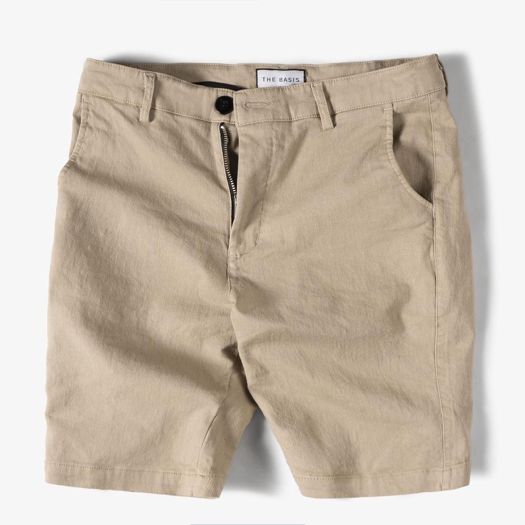 Quần short kaki nam THE BASIS, chât liệu kaki jean co giãn, form regular ôm vừa vặn QK05