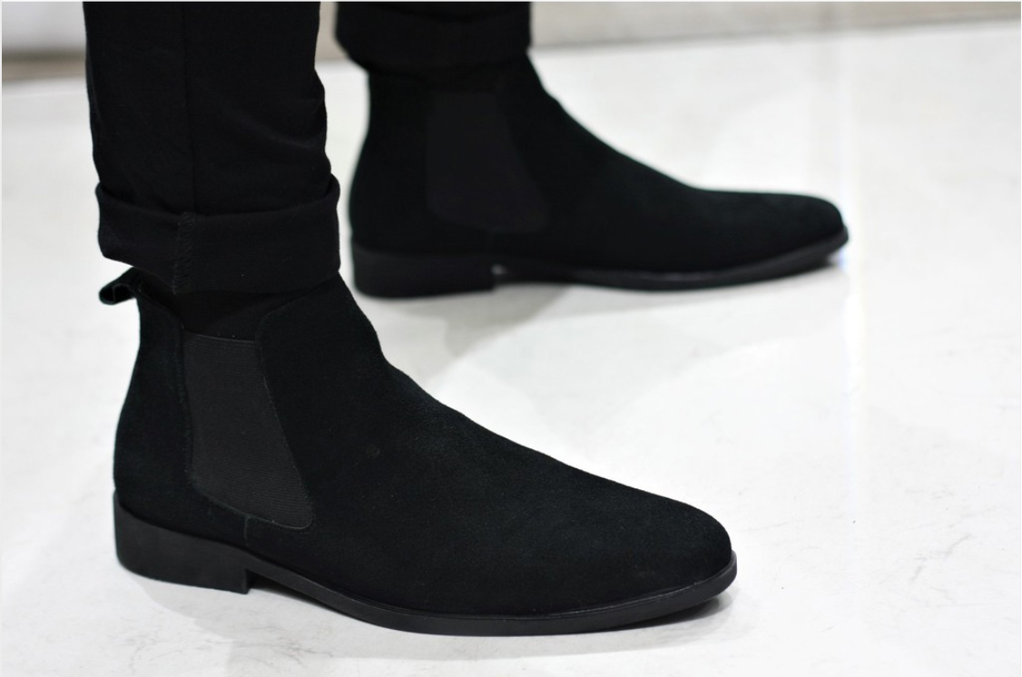 Giày chelsea boot cổ cao da bò lộn 3 Màu : Đen - Xám Nhạt - Vàng Bò (2H - 56)