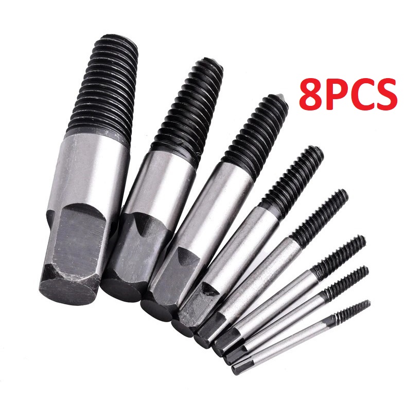 Bộ tháo bu lông ốc vít gãy 8 cây , dụng cụ mở ốc vít, mũi khoan lấy ốc gãy LS700402