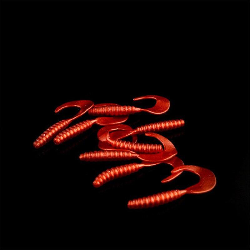 10PCS/Set Fashion Silicone Rubber Fake Maggots Bait Luminous Mini Tail Soft Bait Worm Fishing Lures Fishing Bait 3.5cm/0.7g