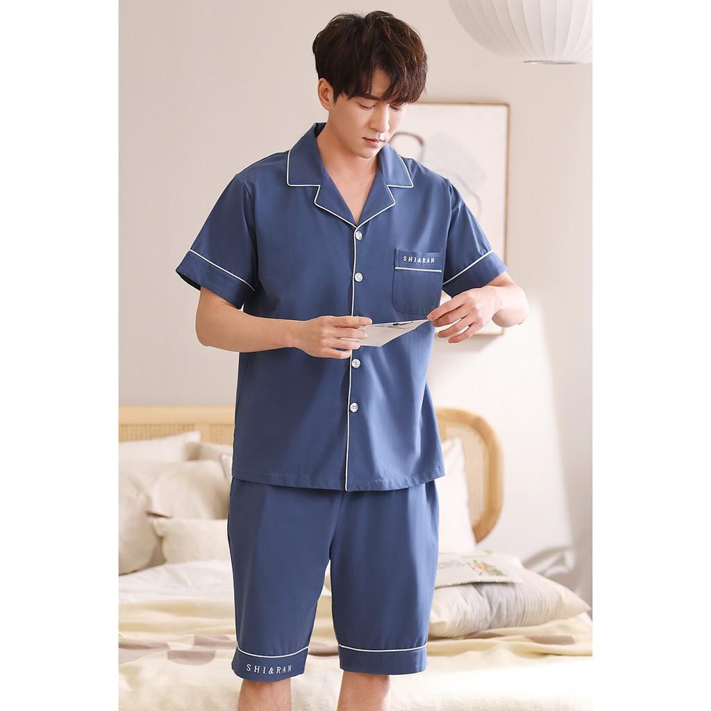 ĐỒ BỘ MẶC NHÀ PIJAMA NAM CỘC TAY, KIỂU DÁNG LỬNG CHẤT VẢI COTTON 100% THOÁNG MÁT, KHỎE KHOẮN