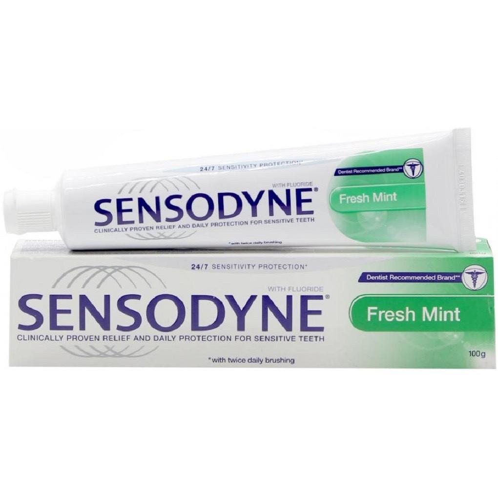 Kem đánh răng Sensodyne Fresh Mint giảm ê buốt 24/7 100g tặng kèm bàn chải