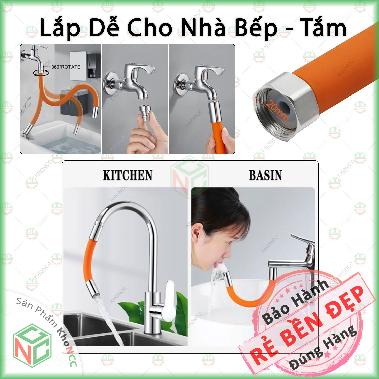 (Quá Hay) Ống Nối Dài Vòi Nước Linh Hoạt KhoNCC Hàng Chính Hãng - Xoay Uốn 360độ Đến Từng Ngóc Ngách - KLM-ONDVLH