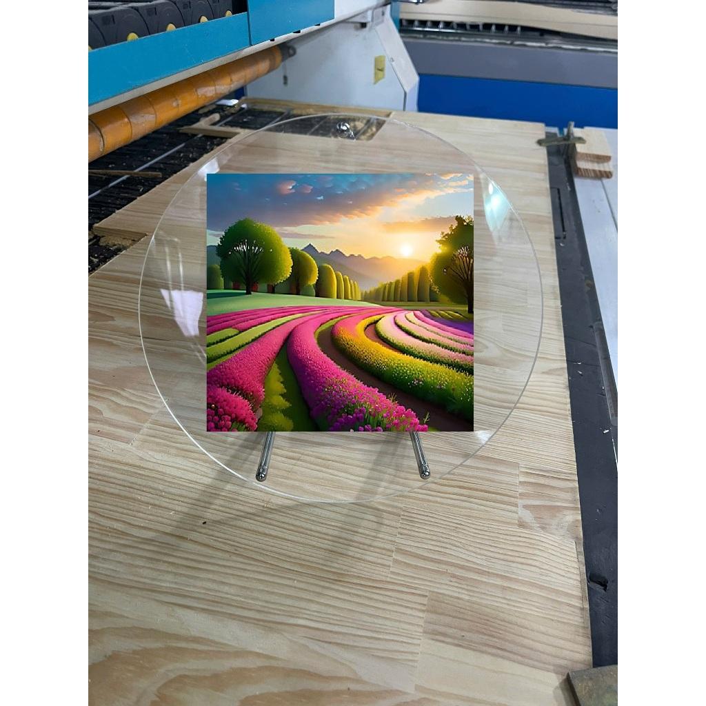Khung ảnh để bàn mica hình tròn, trong suốt đường kính 30cm