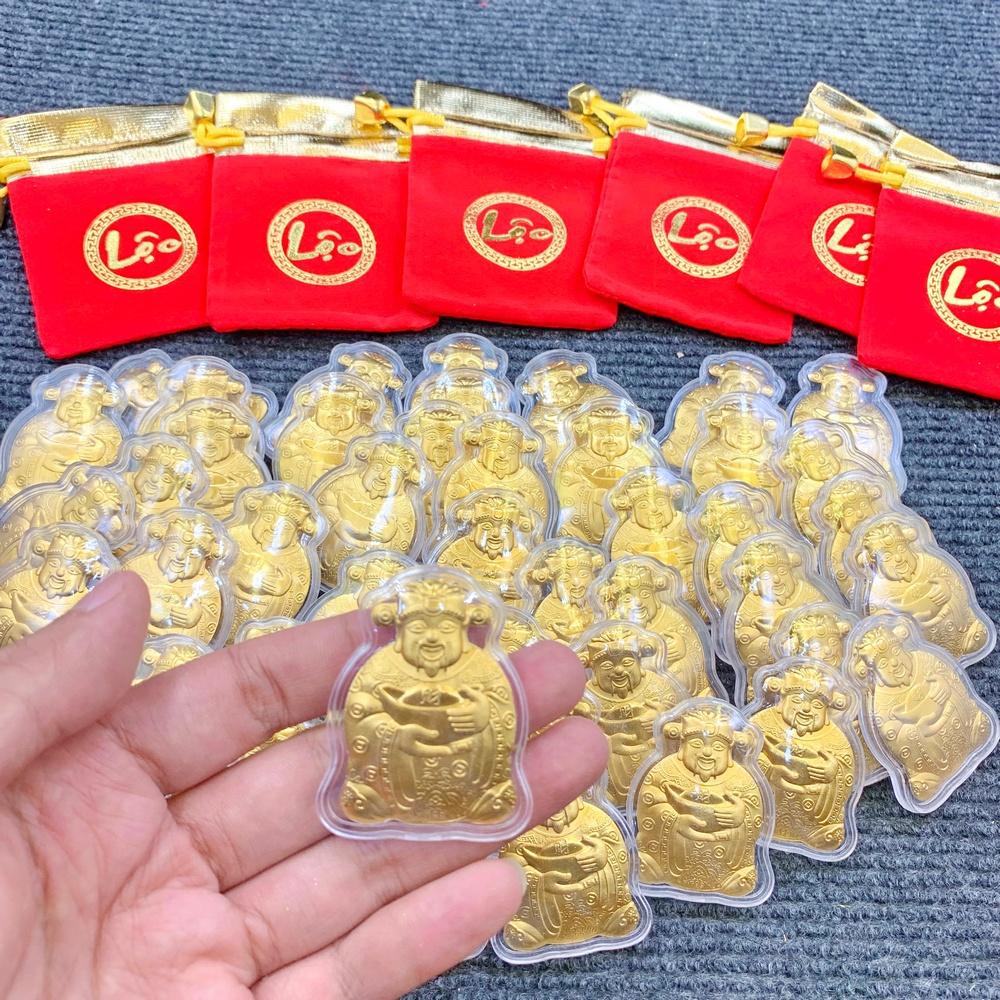 Thỏi Ông Thần Tài - Vía Ông Thần Tài Mạ Vàng Kèm Túi Đựng May Mắn