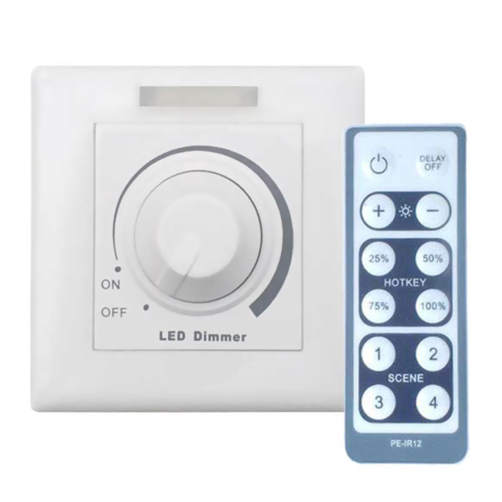 Memory Delay Knob Type Stepless Dimmer Switch - Remote Control-White