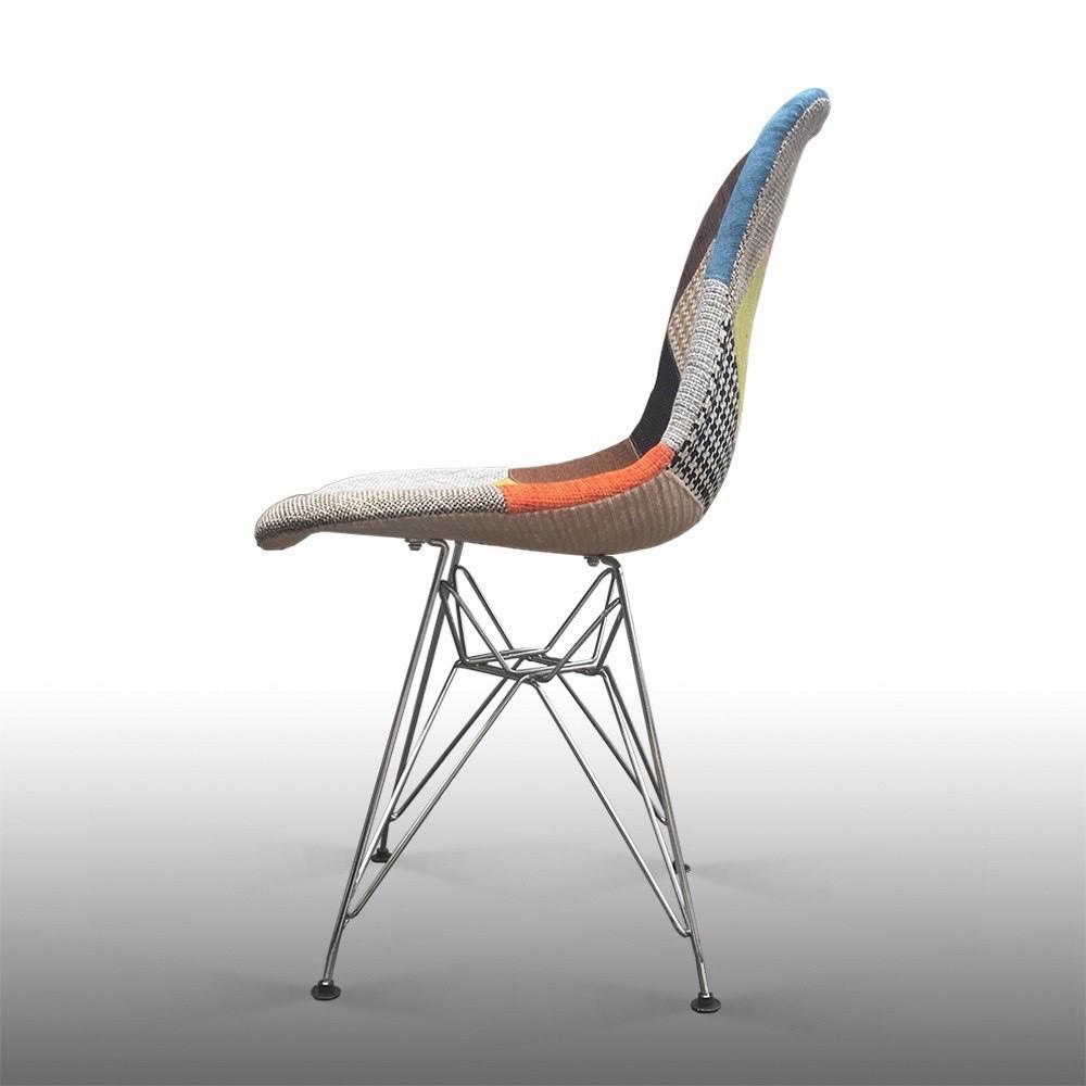 Ghế Eames thổ cẩm chân thép
