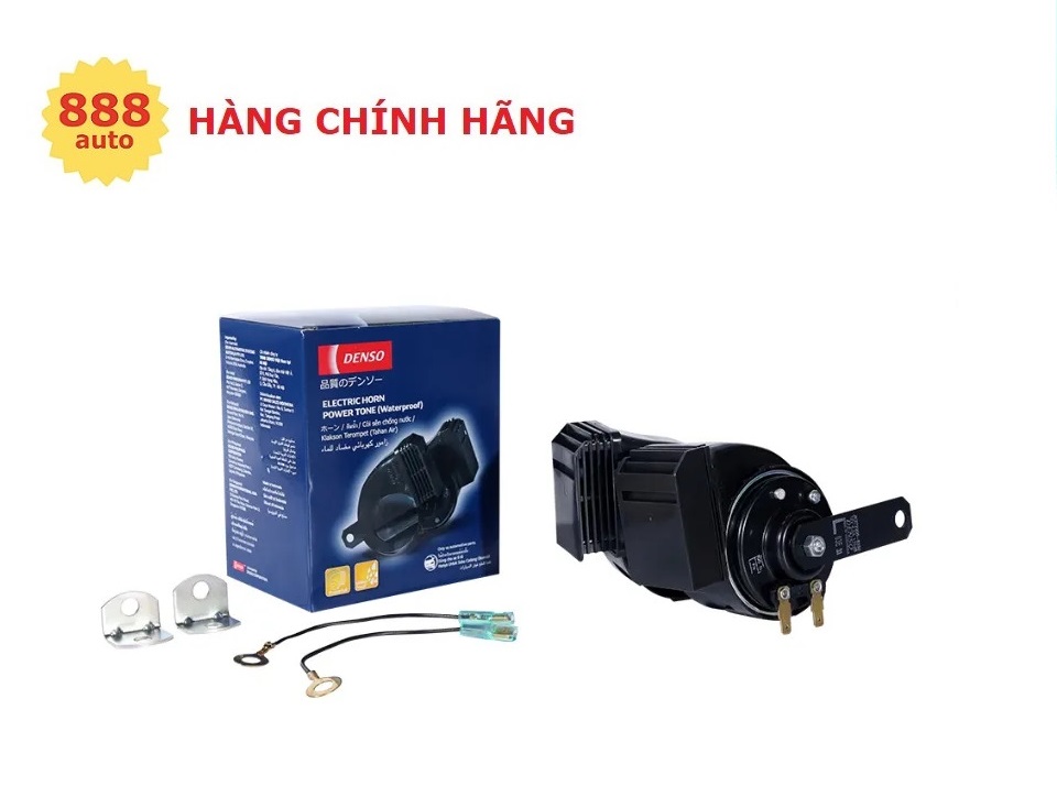 Còi sên (sò) ô tô CHỐNG NƯỚC DENSO, 12V, 2 giắc, có đồ gá và dây điện-3380