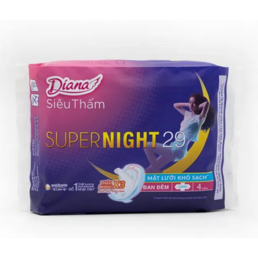 Combo 6 Băng Vệ Sinh Diana Super Night Có Cánh 29cm