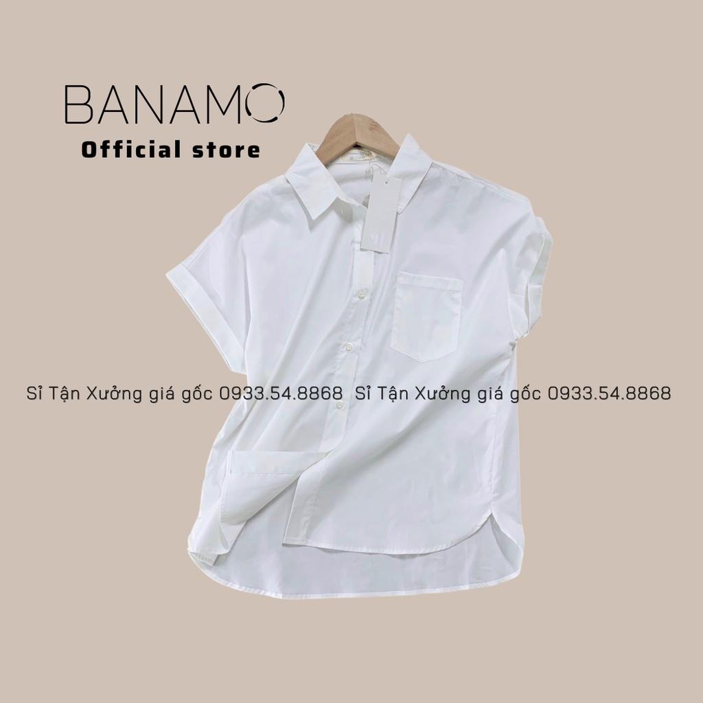 Áo sơ mi nữ tay hến phong cách công sở siêu đẹp thời trang Banamo Fashion sơ mi tay hến 3923