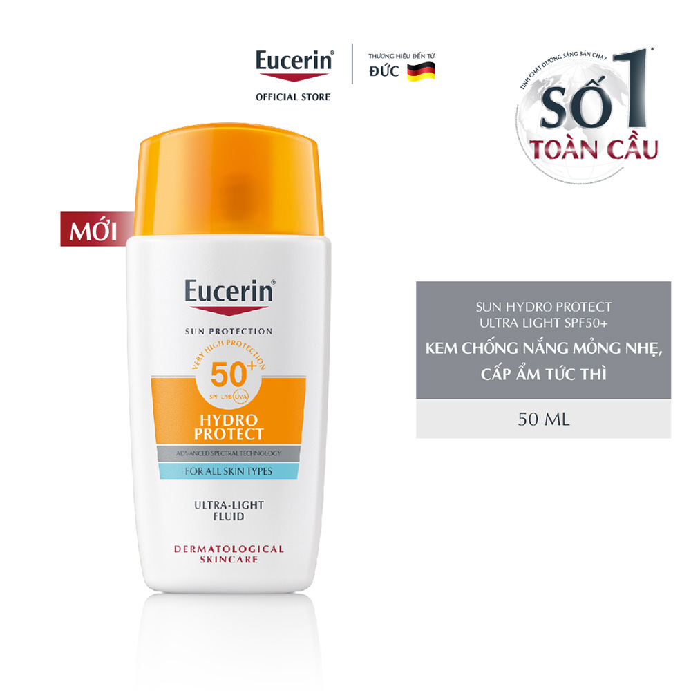 Kem chống nắng cho da nhạy cảm Eucerin Hydro Ultra Light SPF 50+ 50ml