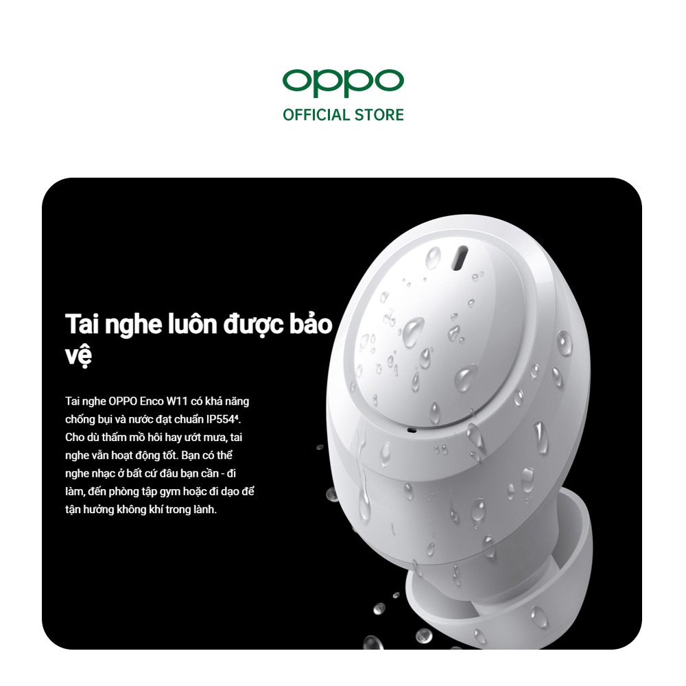 Tai nghe Không Dây True Wireless OPPO Enco W11 | Công Nghê Buletooth 5.0 | Tăng Âm Bass | Pin Lên Đến 20 Giờ | Chống Bụi IP55 Và Chống Nước | Hàng Chính Hãng