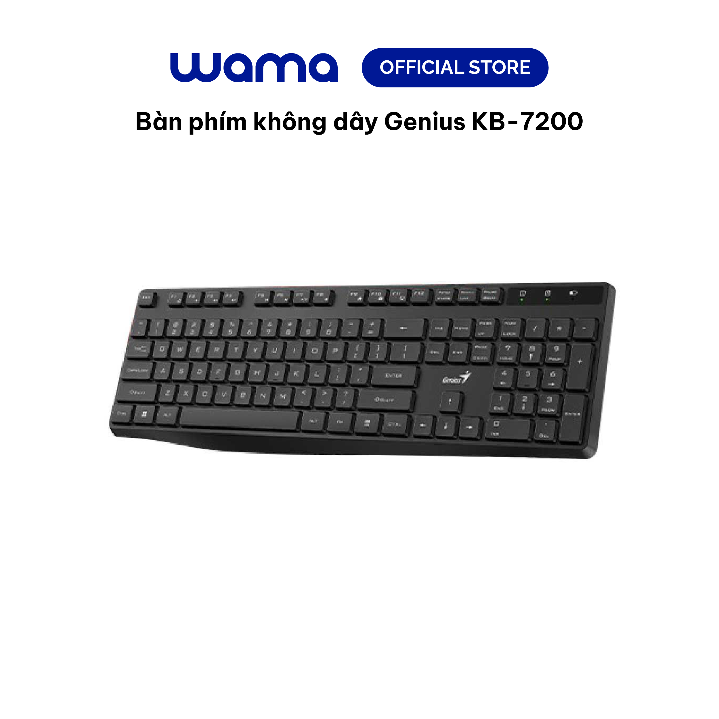 Bàn phím không dây Genius KB-7200 - full size, USB 2.4GHz, có phím số, 11 phím chức năng, Hàng chính hãng, Bảo hành 1 năm