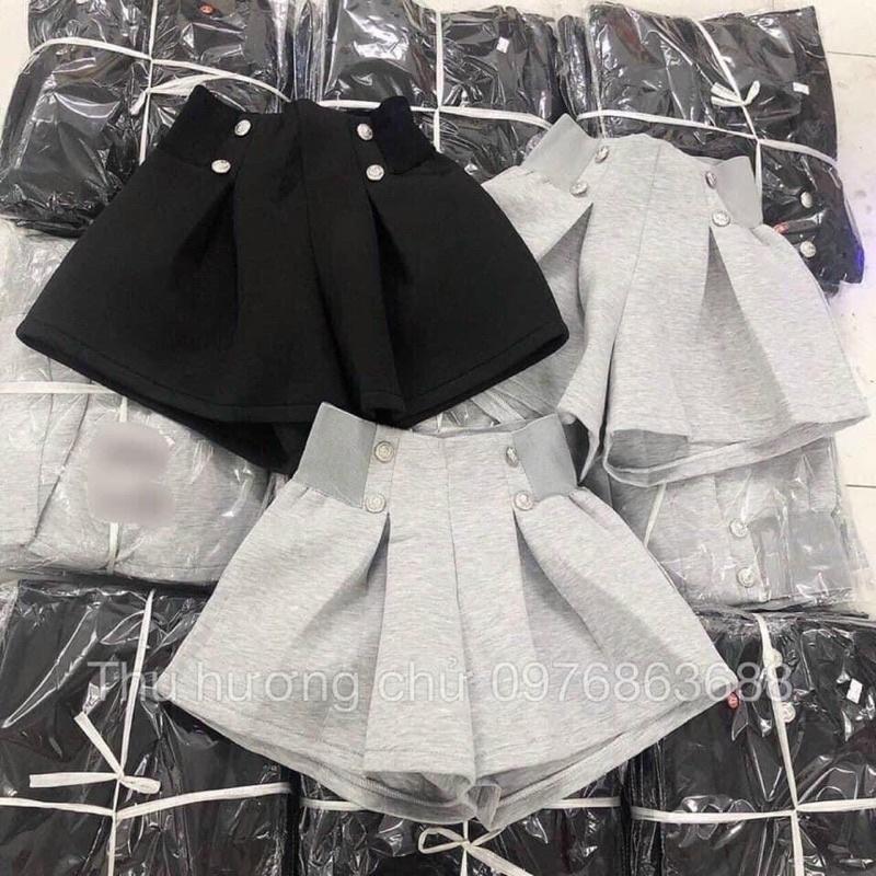 Quần xốp phồng quảng châu,quần chất xốp phồng.quần short nữ 4 khuy 2 màu đen trăng