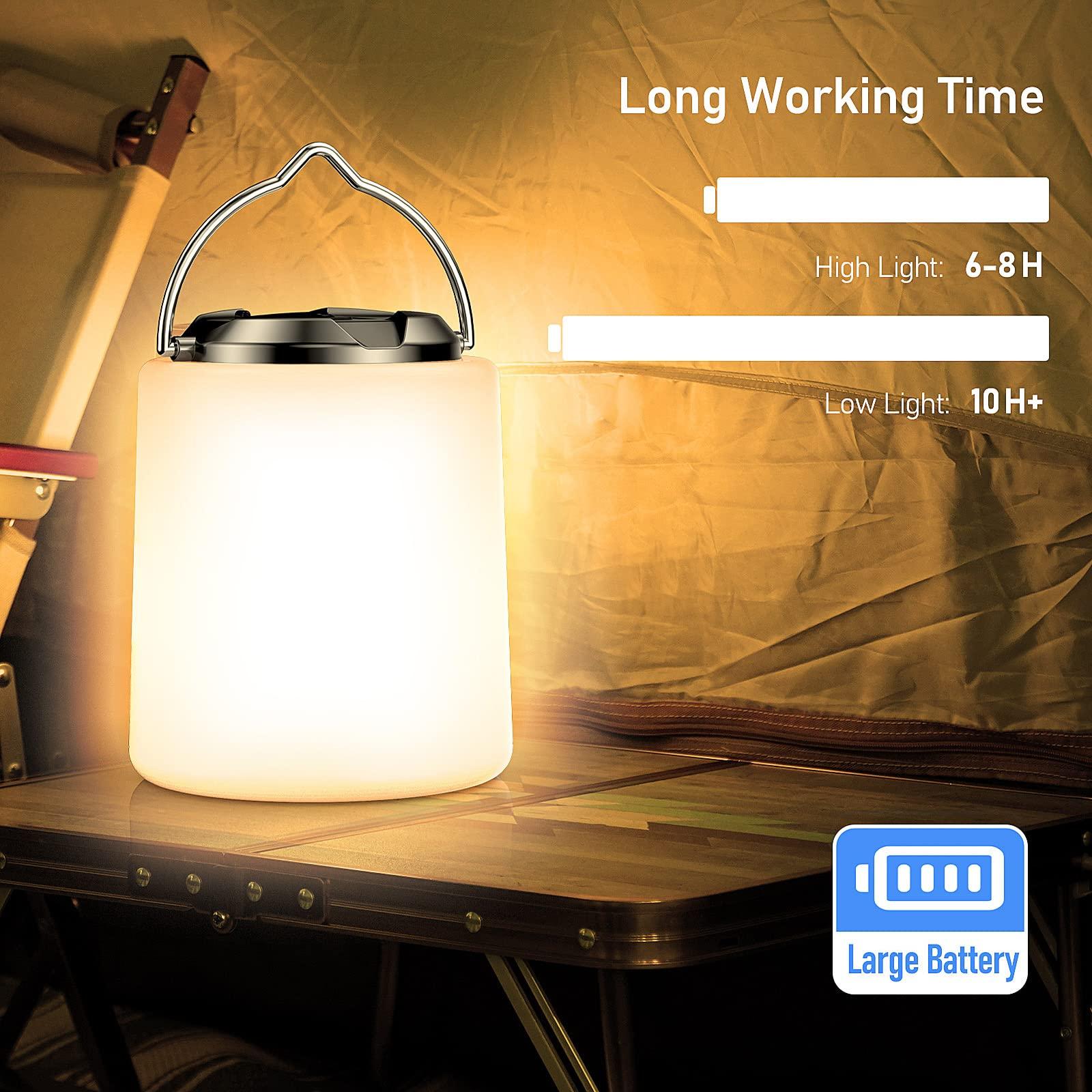 Đèn g cắm trại có thể sạc lại, đèn LED có thể sạc lại trắng 3000k, độ sáng có thể điều chỉnh 3 chế độ