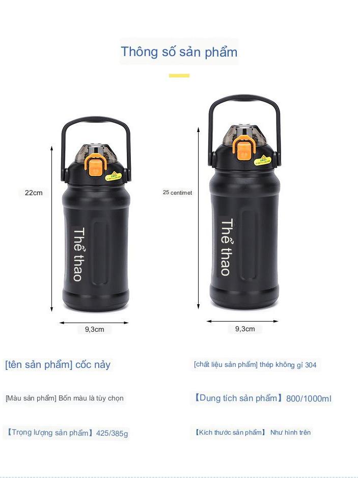 Bình giữ nhiệt 1000ml Hilogi có ống hút nắp bật , giữ nóng lạnh trên 10 giờ , quai xách chắc chắn