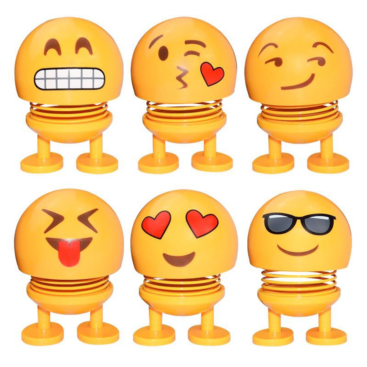 Emoji lò xo lắc đầu thú nhún mặt cười cảm xúc để trên xe, trên bàn