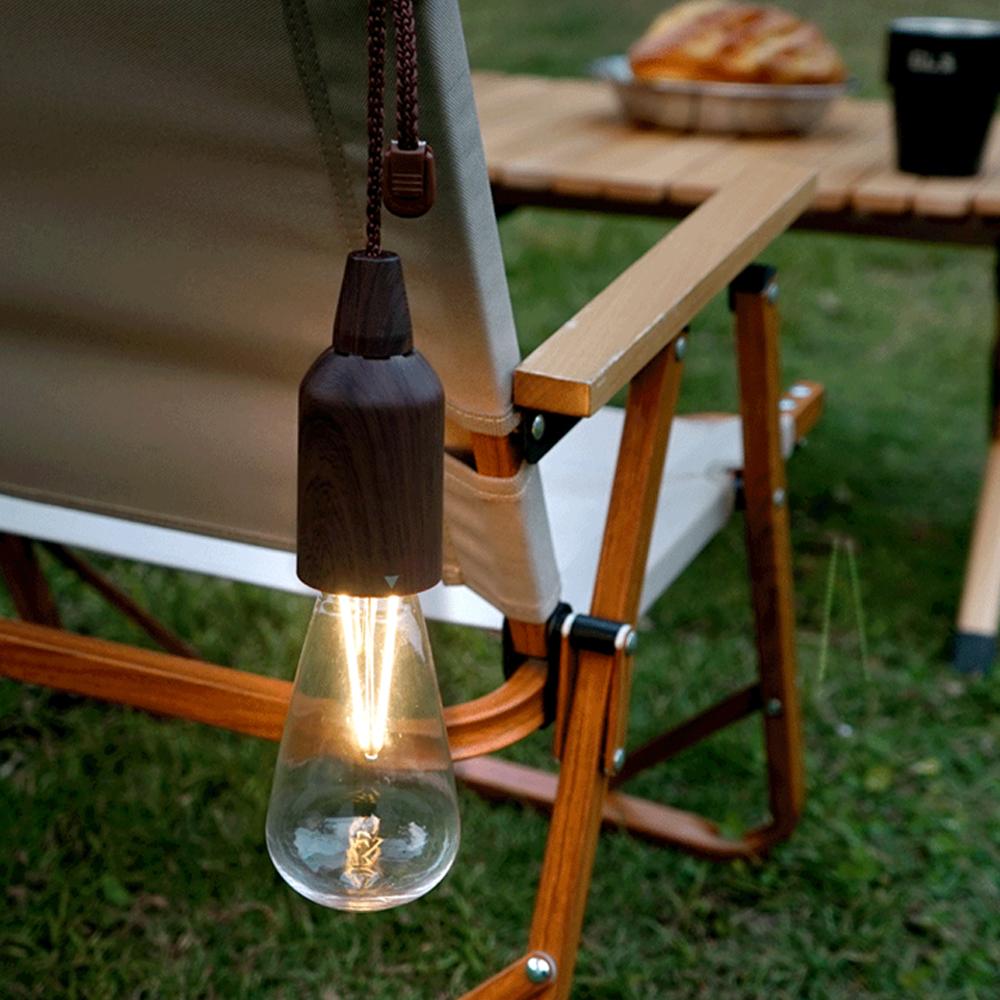 Portable Camping Light Retro LED Pull Cord Lamp Bulb Campsite Decorative Light Tent Pendant Light Waterproof for Outdoor Camping Hiking Fishing Garden Party