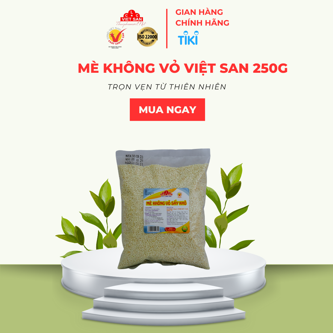 Mè Vàng Không Vỏ (Tách Vỏ) Thơm Ngon Việt San (Gói 250g)