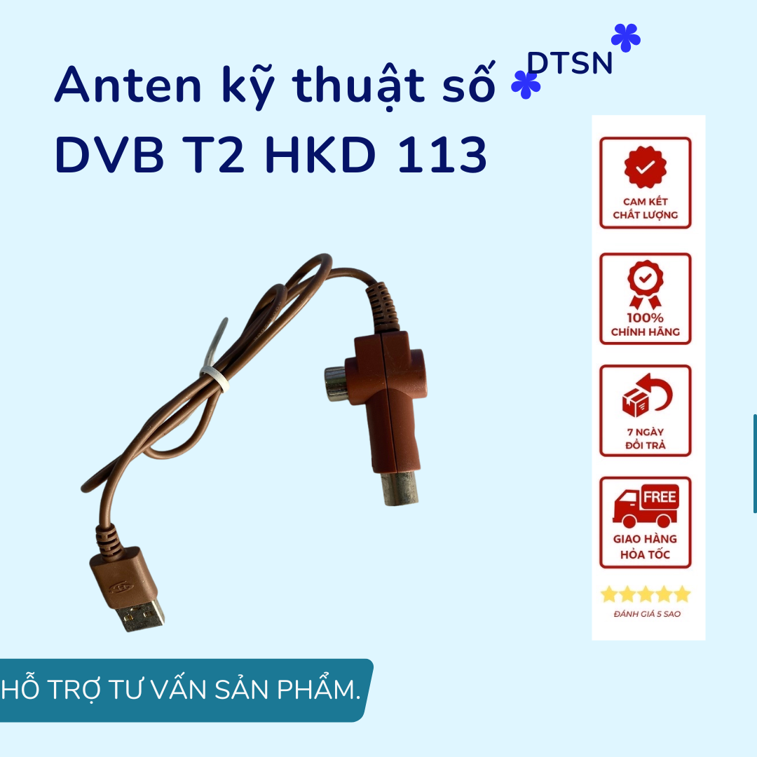 anten kỹ thuật số DVB T2 HKD 113 ,CÓ DÂY CẤP NGUỒN 5V HÀNG CHÍNH HÃNG 