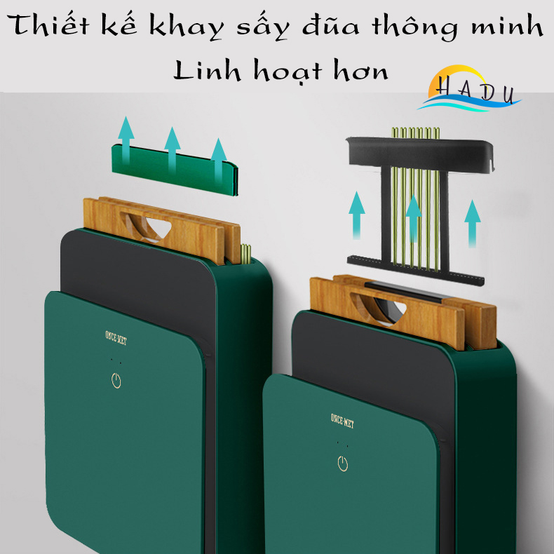 Máy khử trùng dao thớt đũa cao cấp bằng tia UV sấy khô tới 70°C an tâm mỗi ngày HADU (Kèm 2 thớt)