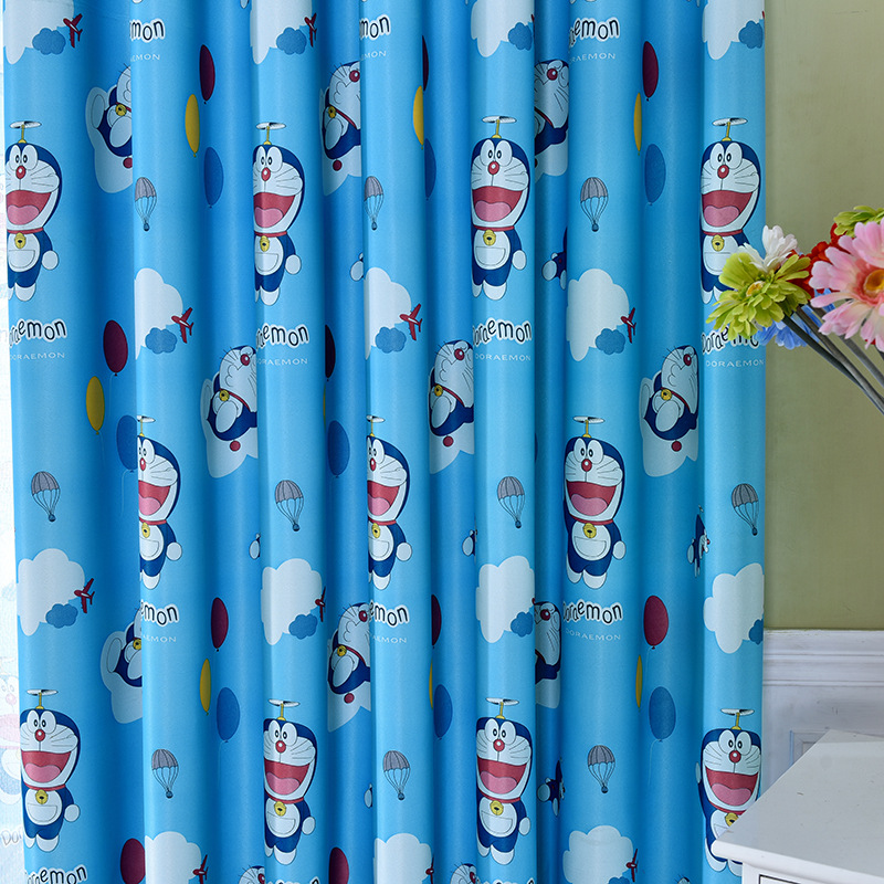 Rèm vải treo cửa chắn sáng họa tiết đô rê mon