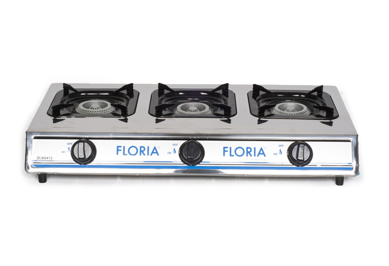 Bếp Gas Inox 3 bếp Floria  - ZLN8472 - Hàng chính hãng - Nhập khẩu Thổ Nhĩ Kỳ