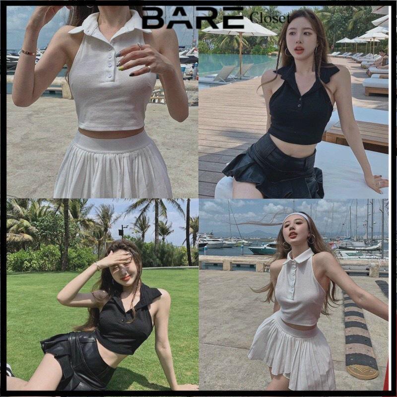 ÁO CROPTOP CỔ SƠ MI SÁT NÁCH CÓ HÀNG NÚT GIỮA TRẺ TRUNG CÁ TÍNH CHO CÁC NÀNG