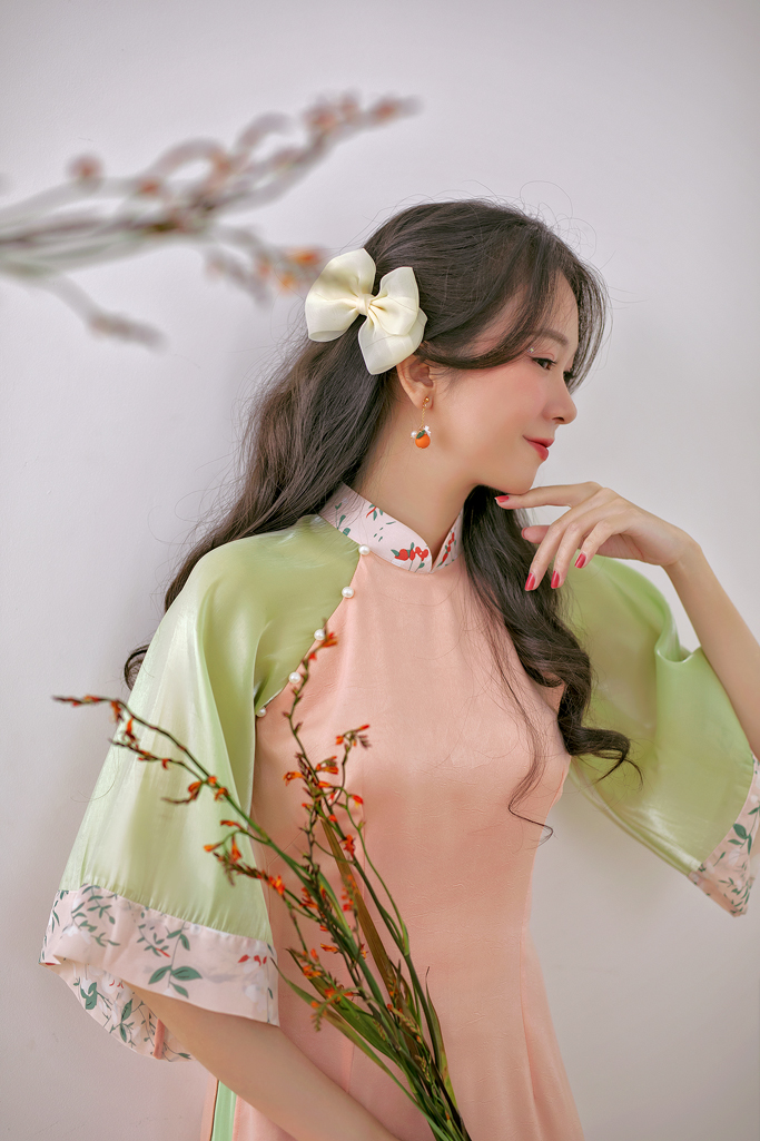 Sumire Store Áo dài Bách Hoa Xuân - Cam sữa