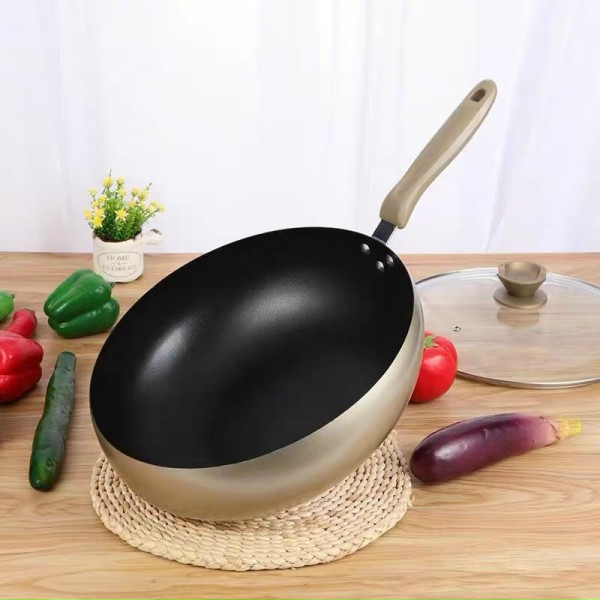 Chảo bầu Hàn Quốc siêu chống dính có vung kính size 32