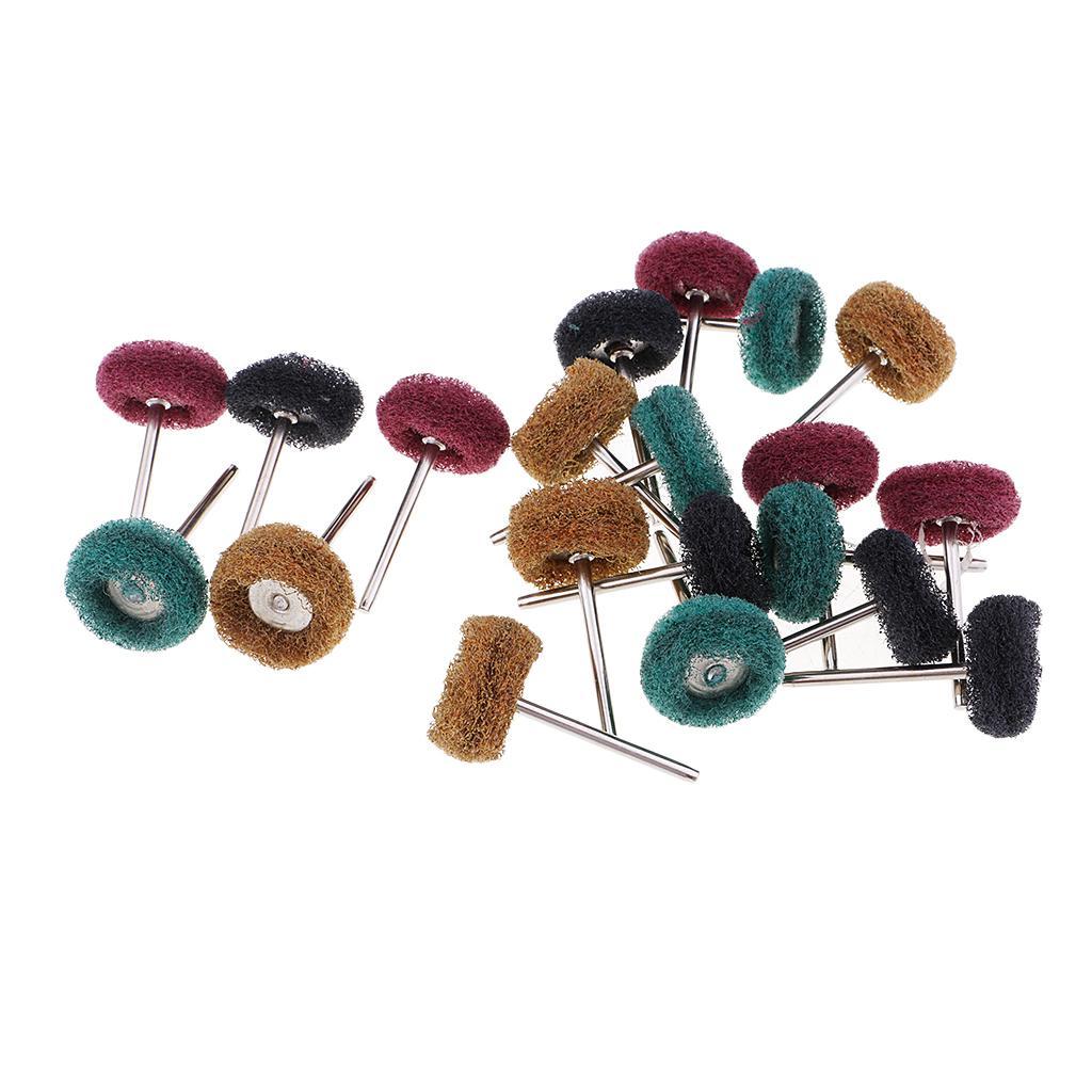 20 Pieces Mini Brush Scouring Pad Abrasive Wheel Nylon Fiber Grinding Sanding Head Buffing Polishing Wheel 1'' 25mm Set For Rotary Tools